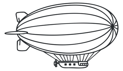 A vintage zeppelin airship in outline vector style, suitable for aviation-themed designs and creative projects
