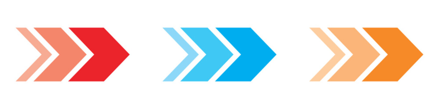 Right arrow cursor icon vector. progress indicator, moving forward, dynamic fast symbol. vector illustration.