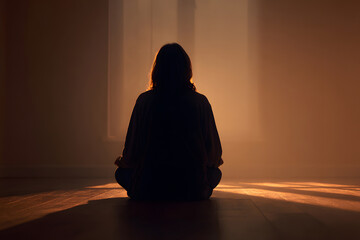 Meditation session with sunlight streaming through windows at dawn