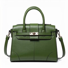Chic Olive Green Structured Leather Satchel
