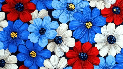 Vibrant assortment of floral blooms pattern