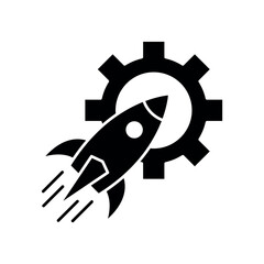 A symbolic line icon representing Deployment and product launch, perfect for startup releases and system implementation.