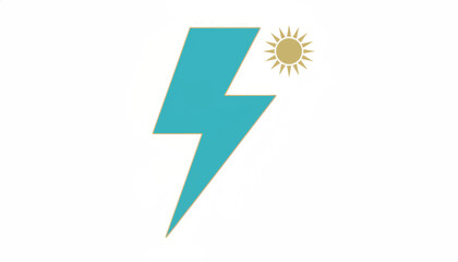 Solar energy icon with a lightning bolt and sun. Minimalist flat vector illustration. Renewable power and vitality concept graphic