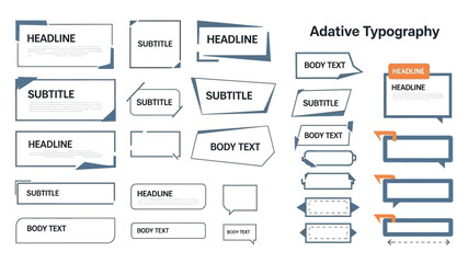 Collection of typographic elements with headlines subtitles and body text layouts