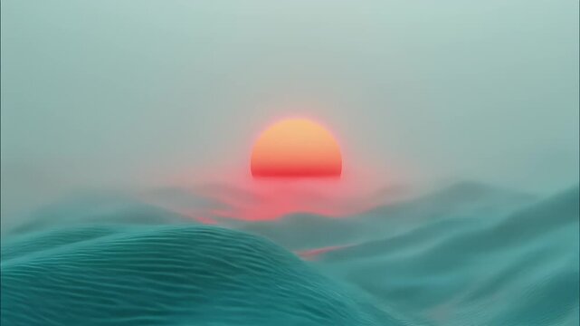 Ethereal sunset over tranquil turquoise ocean waves