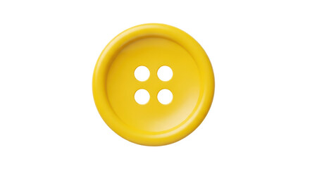 Yellow plastic button isolated on transparent background