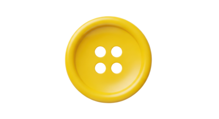 Yellow plastic button isolated on transparent background