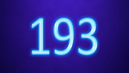 Glowing blue number design of 193 on blue background.