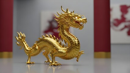 Fototapeta premium Golden Chinese Dragon, Symbol of Power and Good Fortune