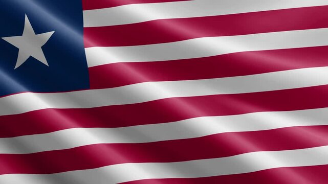 Liberia Waving Flag Animation with Realistic Silk Texture Loop