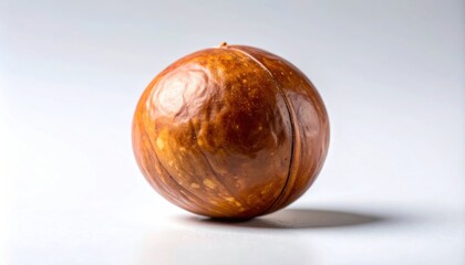Obraz premium Single Chestnut on White Background - A Natural Autumn Treat.