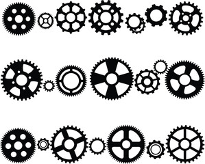 Collection of various gears and cogs in different sizes and shapes
