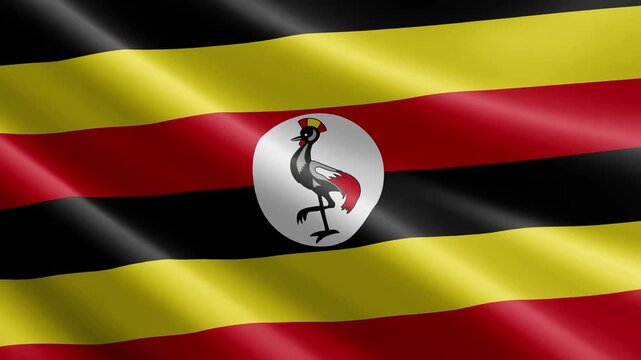 Uganda Waving Flag Animation with Realistic Silk Texture Loop