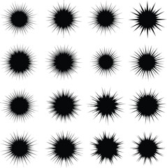 Collection of black ink splatter stains on white background