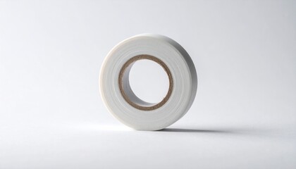 Roll of white tape on a white background.
