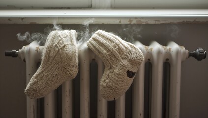 Socks drying on radiator