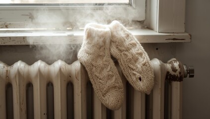 Wool Socks on Radiator Near Window