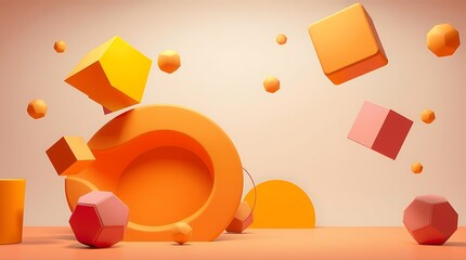 Surreal Minimal Abstract Background with Floating Objects