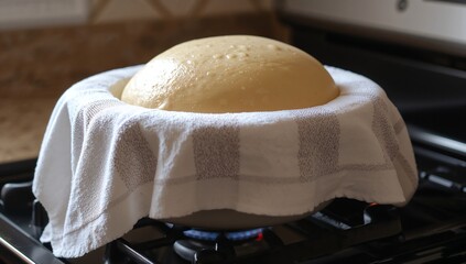 Rising dough on stove top