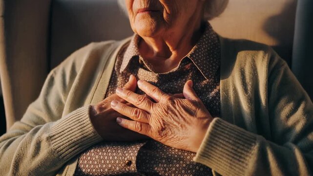 Emotional elderly woman reflecting thoughtfully at home, capturing the essence of age and wisdom in a cozy setting