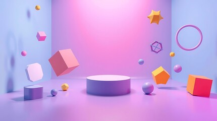 Surreal Minimal Abstract Background with Floating Objects