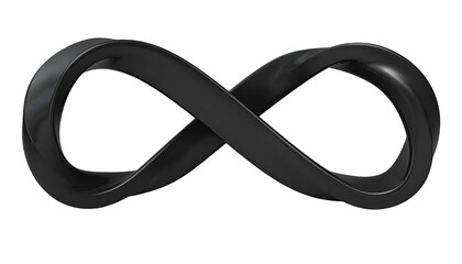 Glossy, black infinity symbol against a stark, black background