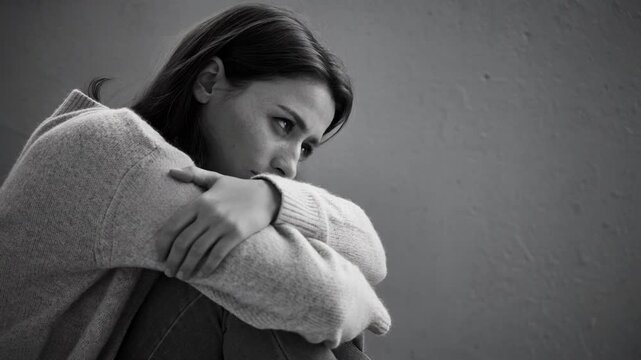 Emotional portrait of a woman in contemplation, highlighting feelings of sadness and introspection