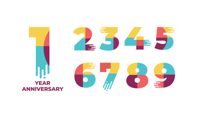 collection anniversary 1 to 9 year logo designs