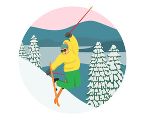 Ski jumper. A person jumping in moguls