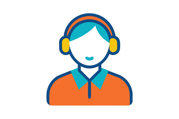 Simple 2D Avatar of a Technical Support Lead with Vibrant Colors, representing Helpdesk Assistance, Customer Service, and IT Professional Expertise in a Flat Vector Style.
