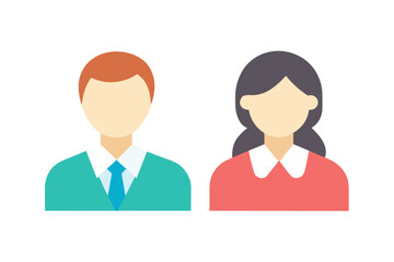 Fototapeta premium Clean Vector Stroke Male and Female Moderator Icons, Representing User Roles and Community Management in a Simple Style.