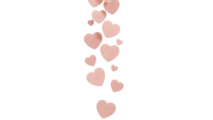 Falling Pink Hearts, isolated on transparent background