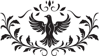 Obraz premium Royal Ornamental Floral Crest Vintage Symmetric Vine Emblem Elegant Baroque Floral Ornamen