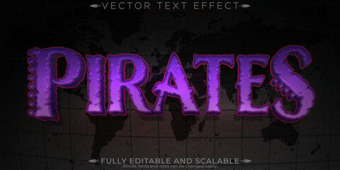 Pirates text effect, editable ship and adventure text style