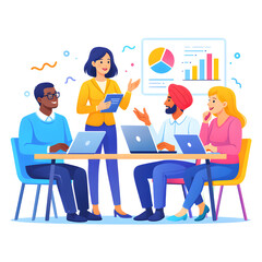 Modern Office Team Discussion Collaboration Illustration &ndash; AI Generated
