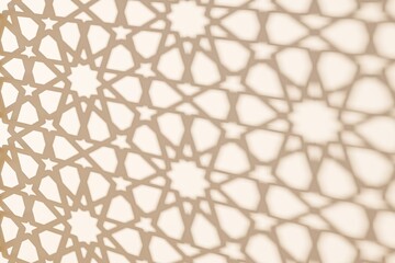 Naklejka premium A close-up of intricate geometric patterns casting soft shadows, creating a beautiful visual effect. The design features stars and shapes, ideal for artistic backgrounds.