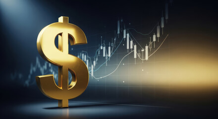 Dollar Symbol and Financial Chart Representing Economic Strength and Investment Opportunities in the Global Market for Wealth Accumulation