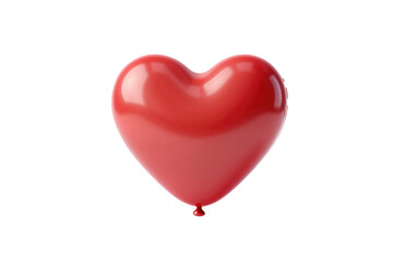 Glossy Red Heart-Shaped Balloon Isolated