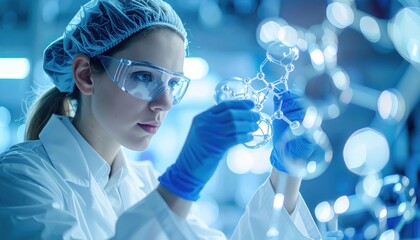 Precision Medicine: Scientist examining AI-generated molecular model
