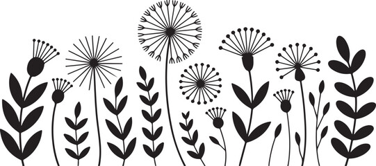 Abstract floral silhouettes