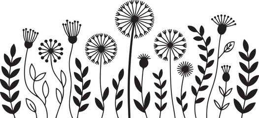 Black and white floral illustration