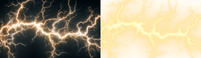 Yellow lightning arcs illuminate the stormy sky with electric light and energy. Golden bolts flash danger while thunder roars. PNG format preserves dramatic and striking visuals. © Freesstock