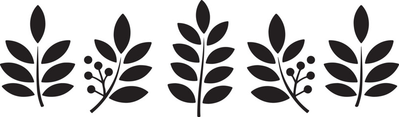 Silhouette of leafy branches with berries