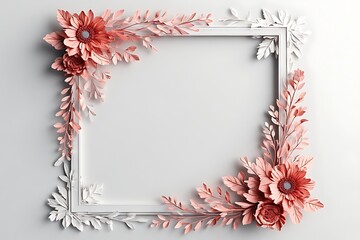 Abstract Elegant Flower Frame Using 3D Paper Cut Technique.