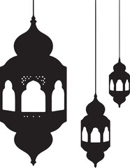 Silhouette of traditional lanterns