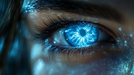 Close Eyes Glowing Softly With