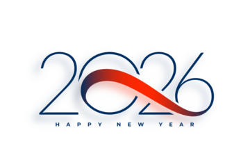 Modern happy new year 2026 creative design with a stylish gradient ribbon