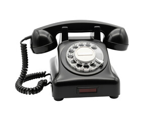 Close-Up of a Vintage Black Rotary Telephone isolated background