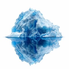 Obraz premium Iceberg floating with its reflection in the calm water on white background