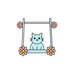 cat with flowers
